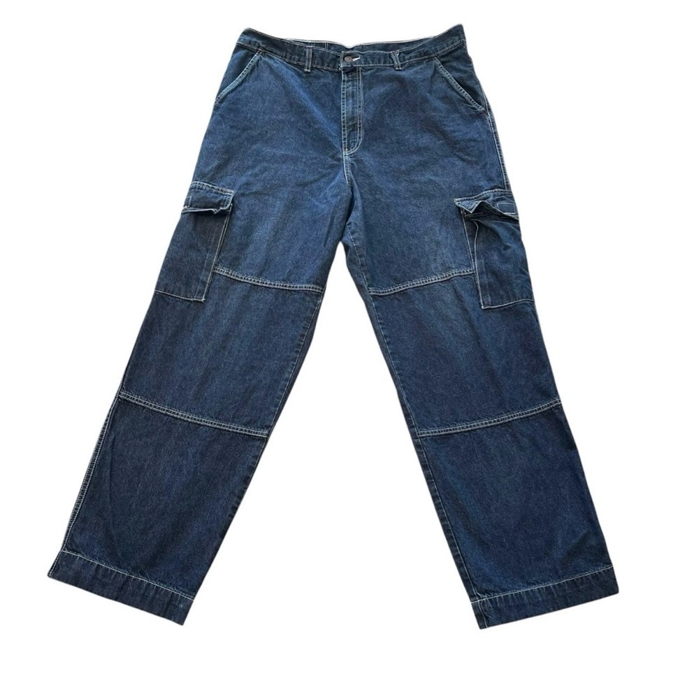 Cross Colours Baggy Blue Denim Jeans - Y2K Streetwear Grunge Skater Pants 38x32